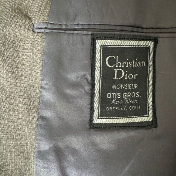 Vintage Christian Dior Gray 100% Wool Suit Sport Coat Blazer Trouser Set 42R - Picture 11 of 16